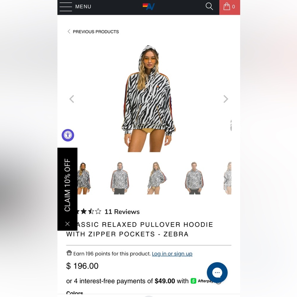 NINJA PULLOVER HOODIE - ZEBRA